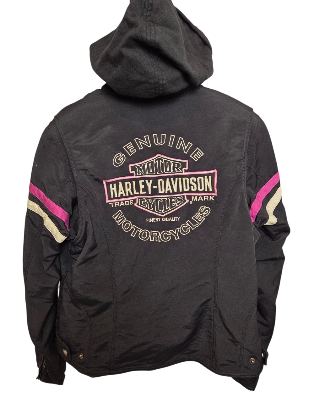 Harley-Davidson Riding Jacket Women's Large Black Hooded Removable Vest Liner